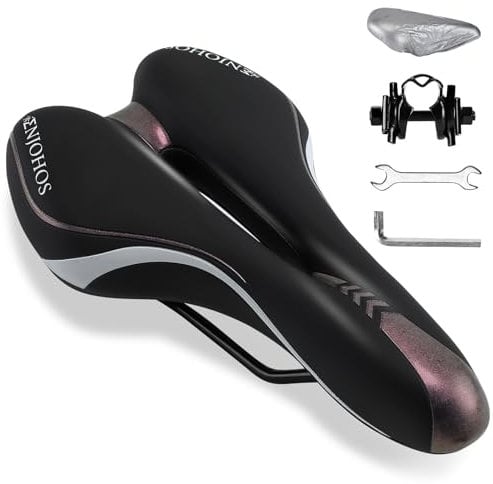 ENJOHOS Sella MTB Antiprostata, Sella Bici da Corsa Ergonomica Sellino Bicicletta Impermeabile Sella Bici Comoda per Uomo Donna Mountain Bike, Bici Pieghevole, Bici da Strada (viola)