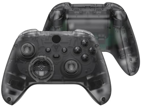 eXtremeRate Carcasa Transparente para Xbox Series X S Mando Carcasa Completa Protector Placa Trasera Funda Frontal Empuñadura Agarre con Botones para Xbox Series S X Control-No Incluye Mando(Negro)