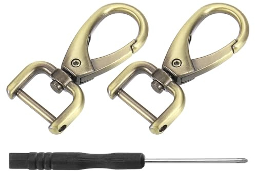 sourcing map Karabinerhaken mit Drehverschluss, 15 mm, D-Ring, abnehmbarer Karabinerhaken, Metall, Karabinerhaken mit Schraubendreher für Geldbörse, Schlüsselanhänger, DIY, Handwerk, Bronze, 2 Stück