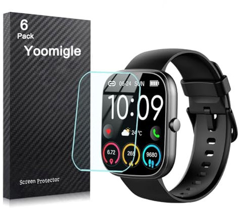 Yoomigle Paquete de 6 protectores de pantalla compatibles con Uaue T60 de 1.91 pulgadas para reloj inteligente CASCHO T60 de 1.91 pulgadas, protectores de pantalla transparentes HD antiarañazos
