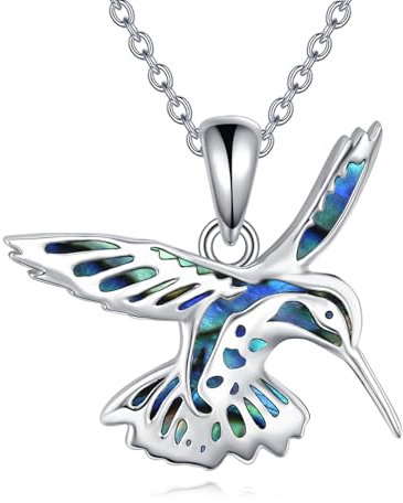 AINFQY Kolibri Kette für Damen 925 Sterling Silber Kolibri Anhänger Halskette Abalone Schmuck Geschenk