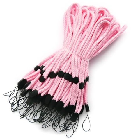 trage.band® kurzes verstellbares Handgelenk-Trageband, 50 St weiß-rosa