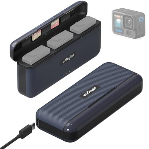 Honbobo Caricabatterie per GoPro Hero 13 Black, Carica Batteria Custodia per batteria Portatile Custodia per ricarica rapida Accessori per GoPro Hero 13 Black