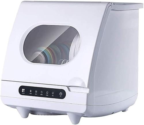 Tabletop Dishwasher Automatic Portable Mini Dish Washer No Plumbing, with Delay Start - with Stainless Steel Interior and 5 Place Settings Rack, for Apartment Office