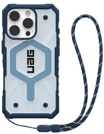 URBAN ARMOR GEAR UAG Designed for iPhone 16 Pro Case 6.3 Pathfinder Clear Blues Compatible with MagSafe Charging Rugged Shockproof MIL-Grade Protective Cover + Lanyard Blues Bundle Set