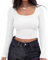 Runmeihe Solid Color Women's Long Sleeve Tops, Ribbed Knit Going Out Basic Tops, Fashion Sexy Tight T-Shirt (UK, Alpha, M, Regular, Regular, Square Neck-White, Crop Top)