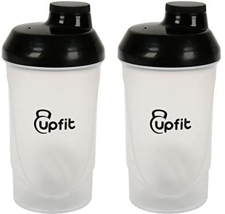 upfit - Shaker - 600 ml - Facilite le mélange de façon homogène des poudres protéinées - Facile à nettoyer - Rincer avant première utilisation - Transparent - Léger et pratique - Avec mélangeur