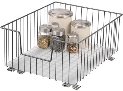 bremermann Schrank-Korbauszug 40 cm Breite mit Einlegeboden, Küchenschublade zum Nachrüsten, Vollauszug mit Teleskop-Schienen, ideal für Küche, Bad & Schlafzimmer, aus Metall (Grau)