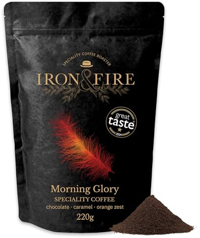 220g Morning Glory French Press Grind – Award-Winning Coffee with Orange Zest, Chocolate & Caramel Notes, from Central & South America - IRON & FIRE