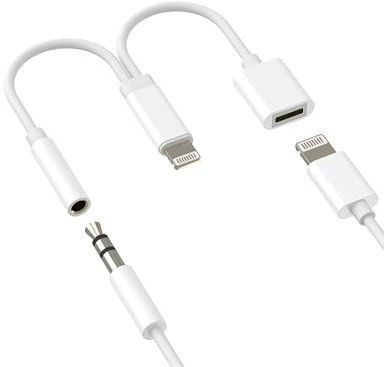 Adattatore audio da Lightning a jack da 3,5 mm (2 in 1) per iPhone 14 13 Pro Max per Apple MFi Certified ricarica connettore per iPad Headphone Caricatore Splitter Lighting Converter Accessori Auto