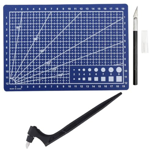 JAWUZ Tapis de découpe A4 pour scrapbooking, outils de coupe artisanaux avec lame rotative à 360°, cutter stylo en acier inoxydable, kit de bricolage précis et durable