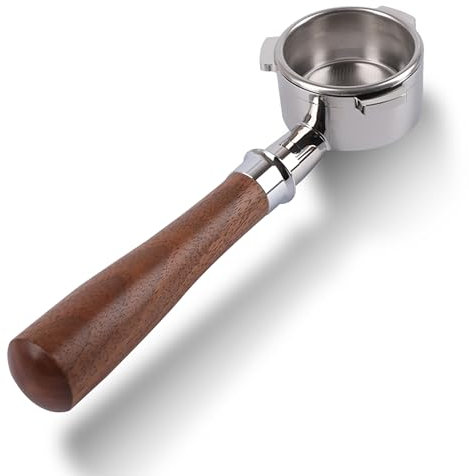 CAPFEI Porte-filtre sans fond 54 mm compatible avec Sage/Breville Barista Express, Pro, Touch, and Impress - Boucle en T - Poignée en noyer
