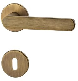 Ghidini Maniglia per porte interne NION, zama, in diverse finiture, con rosetta tonda Ø 50x5 mm e bocchetta foto CHIAVE, adatta per porte con spessore di 38-42mm (Z-BGO)