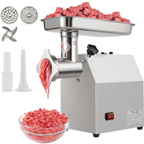 TOTEBOX Commercial Electric Meat Grinder, 1200W Heavy Duty Sausage Maker Filler Food Processing Machine Meat Chopper, 220 kg/h, 190 r/min