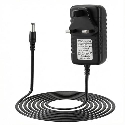12V Power Adapter for Yamaha Keyboard 2A Charger PSR-F52 PSR-E373 2m | Compatible with PSR-E383, PSR-E473, EZ-300, NP-15, DGX, YPG, YPT, DD and P Series Piano Keyboards