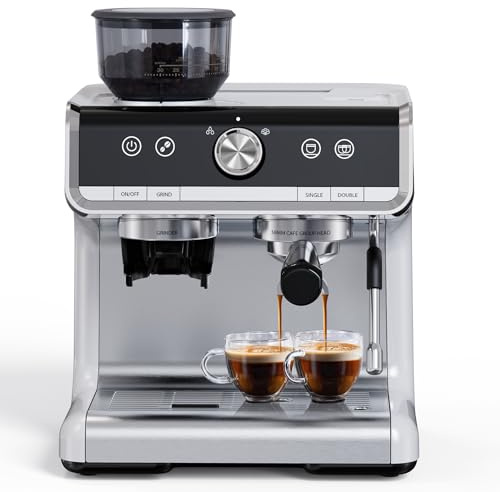 Garvee Bean-to-Cup Espresso Machine with Grinder,20 Bar Semi-Automatic Coffee Maker with Milk Frother,Stainless Steel Design,PID Temperature Control and 2.8L Water Tank,For Home or Office