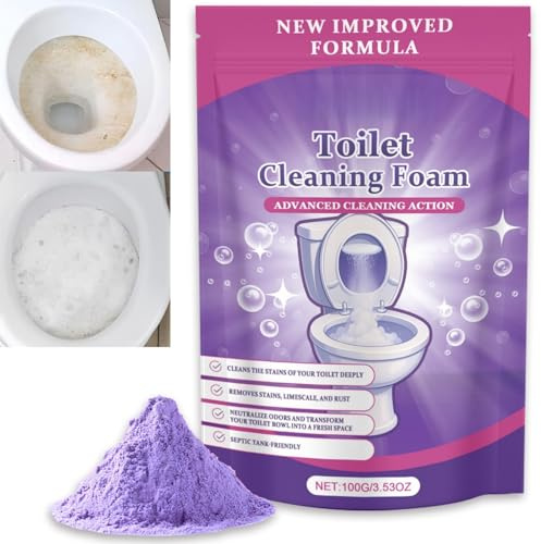 Toilet Cleaner & Descaler,Clean Toilet Cleaning Foam,Strong Foaming Powder for Hard Stains,No-Touch Toilet Cleaning Foam,Limescale Remover Powder,Toilet Bowl Cleaner,Fresh Cleaning