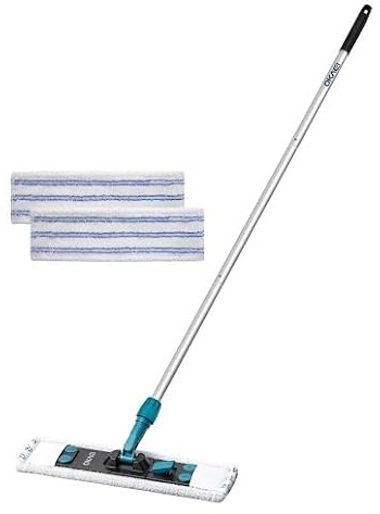 OKAEI Mikrofaser Bodenwischer Set, 41 cm Flachwischer mit 118 cm Aluminiumstiel, Wischmopp mit Klapphalter, 2 waschbare Mikrofaserbezüge, für Feucht- und Trockentücher, für Laminat, Fliesen & Vinyl