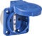 SiRoX Schutzkontakt-Einbau-Steckdose IP54 blau (RAL 5017) – rückwärtiger Anschluss, 250V 16A, Flansch 50x50mm, Befestigungsmaß 38x38mm, Schraubkontakt, PA6 Gehäuse, vernickelte Kontakte