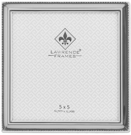 Lawrence 11655 Polished Silver Plate 5x5 Picture Frame - Bead Border Design