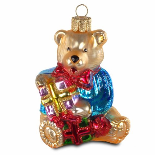 Sikora BS181 Bär mit Geschenken Christbaumschmuck Glas Figur Weihnachtsbaum Anhänger