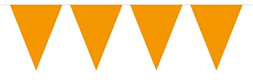 Partydekorationen, 10 Meter, Fahnenkette mit 15 Fahnen, orange