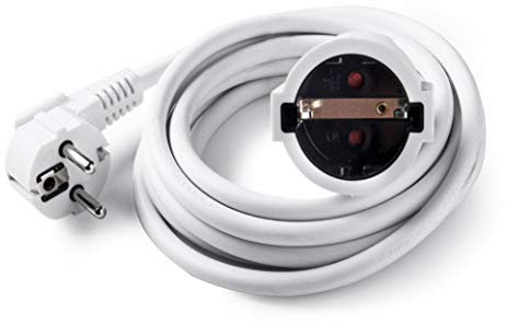 FAMATEL – Cable alargador blanco | 3 metros | Corriente para Exteriores | Protección Infantil | Blanco