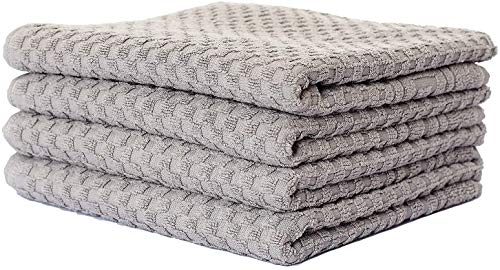 Carenesse 4er Handtücher Set 50 x 100 cm grau I Premium Hotelqualität 100% Baumwolle Öko-Tex 100 I Handtuch Set mit Waffelmuster & Bordüre I Frottee Handtücher fusselfrei/saugstark/weich
