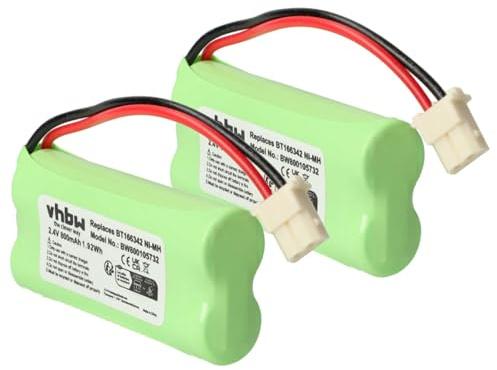 2 x vhbw Battery Set 800mAh for Cordless Landline Phone Telekom T-Com Sinus A602 Touch