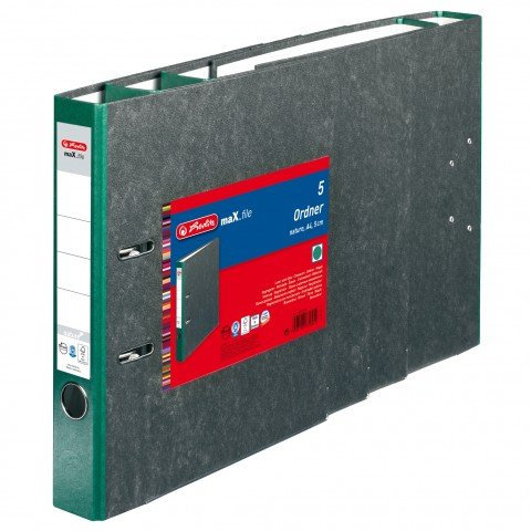 Herlitz 11012408 Ordner maX.file nature A4 5cm Wolkenmarmorbezug/Papier, 5er Pack verschiedenen Farben zur Auswahl (5, grün)