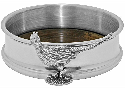 English Pewter Company Wine Bottle Coaster with Pheasant Adornment [PHS115]