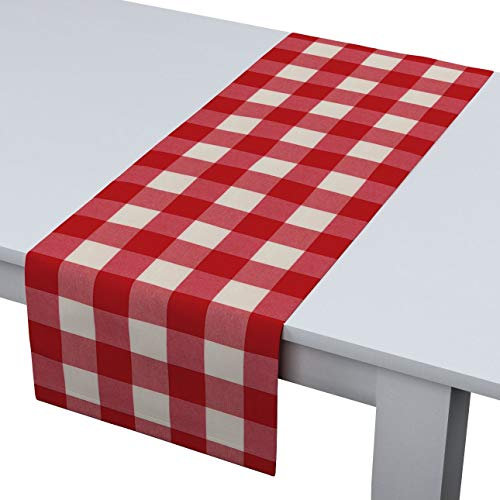 Dekoria Chemin de table rectangulaire 40 x 130 cm blanc rouge à carreau