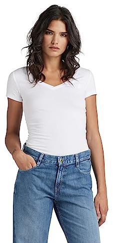 G-STAR Women's Base V-Neck Cap Top, White (white D07211-3310-110), 3XS