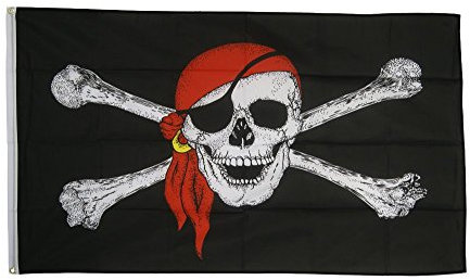 Flaggenfritze Fahne/Flagge Pirat mit Kopftuch - 150 x 250 cm + gratis Sticker, XXL-Fahne