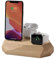 Oakywood - 3 in 1 Ladestation kompatibel mit Apple Watch, kompatibel mit iPhone, kompatibel mit AirPods - Docking Station aus Holz, mit 2 x Lightning USB A Kabel - Triple Dock Eiche