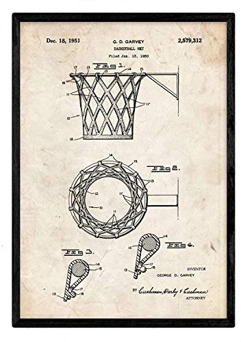 Nacnic Poster Patent Gitterkorb. Blatt mit altem Design-Patent in der Größe A3 und Vintage-Hintergrund