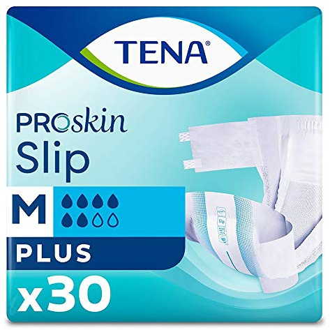 TENA, M (Pack of 1), White ProSkin Incontinence Slip Plus Medium, 30 Count