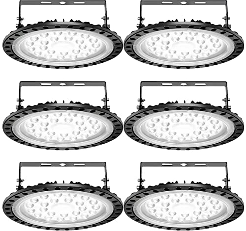 papasbox UFO High Bay Light,6 * 100W LED UFO 6000K-6500K Projecteur LED d'éclairage 120° LED Projecteur Exterieur Interieur industrielle Spot Lamp pour Garage Atelier Gymnase