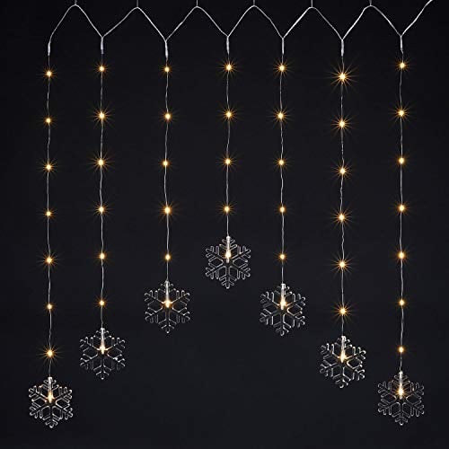 Unbekannt LED Lichtervorhang Lichterkette 'Schneeflocken' 47LEDs / 120x70cm für Innen Weihnachtsdekoration Fensterdekoration