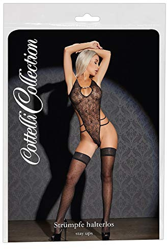 Cottelli Legwear Halterlose Strümpfe, Schwarz, 5