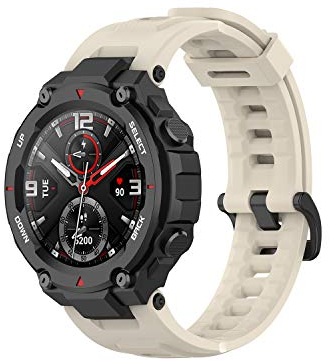 Yikamosi Kompatibel mit Amazfit T-Rex Armband/T-Rex Pro Armband,Schnellverschluss Weiches Silikon rostfreiem Metallverschluss Ersatzbänder für Amazfit T-Rex A1918/T-Rex Pro,Khaki