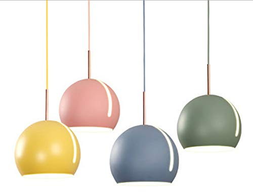 Rund Pendelleuchte Kronleuchter Esszimmer Esstisch Schwenkbar Verstellbar Kreativ Metall Eisen Schirm Bunt Hängelampe für Modern Küchen Flur Cafe Bar Studie Deckenleuchte E27 Deko 20*26cm (Grün)