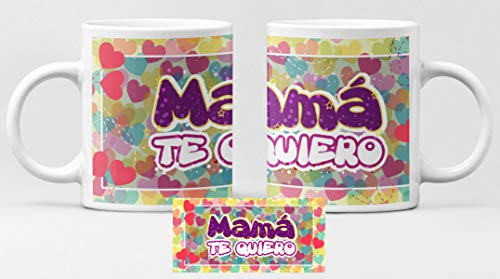 Desconocido Taza de cerámica Dia de la Madre. Felicidades Mamá. Mamá Te Quiero Fondo Corazones