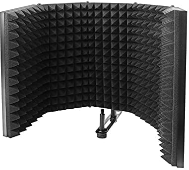 Generic Mikrofonschild Aufklappbar, 5 Paneelen Mikrofon Isolation Schallschutz Vocal Aufnahmen, Mic Filter Isolierungsschild Schaumstoff Reflektor- Schild für Home, Studio Aufnahmegeräte (Large)