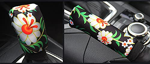 Bunte Blumen Stoff Lenkradabdeckung Lenkradbezug,Handbremse Schaltabdeckung Und Lenkradschoner,Universal Auto Lenkradhülle Teleskop Lenkrad Abdeckung Auto Zubehör für Damen 37-38cm,Farbige Blumen #4
