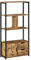 HOMCOM Estantería Librería para Libros con Armario y 2 Cajones de Almacenaje Estantería de Estilo Industrial para Oficina Sala de Estar 58x24x122 cm Marrón Rústico