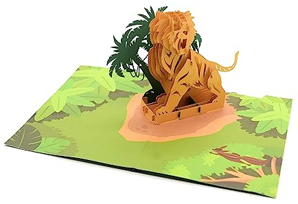 ASVP Shop Tiger 3D Pop Up Tier Grußkarte Alle Anlässe Handgemachte Karte Glückwunsch und Jubiläumskarte Geschenk für Freunde und Familie