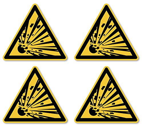 Warnung vor explosionsgefährlichen Stoffen: W002 - DIN EN ISO 7010 / ASR A1.3 - Aufkleber: 10 cm, 4 Stück