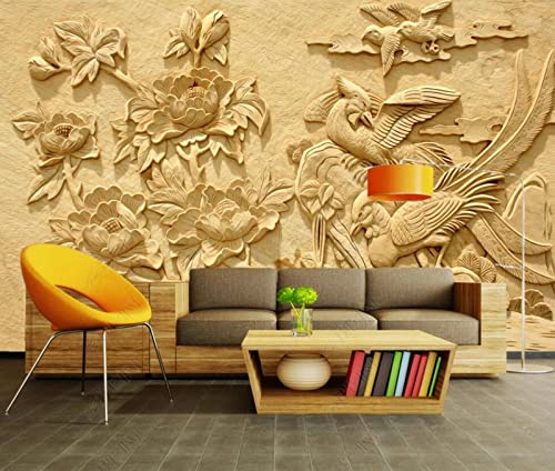 Mural Wallpaper Embossed Flower Bird Photo Wallpaper 3D Effect Living Room Bedroom Decoration Wall Covering