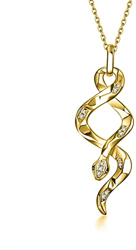 YFN Schlange Halskette Sterling Silber Tier Schlangen Anhänger Kette Gothic Schmuck Gotisch Geschenke für Damen Herren (Gold)